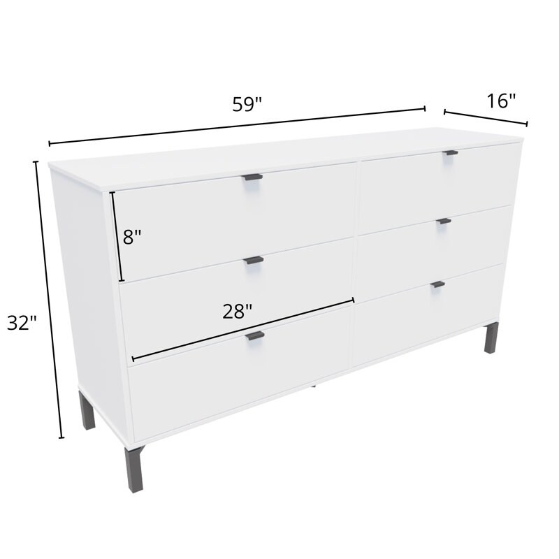 Modern 6 Drawer Dresser