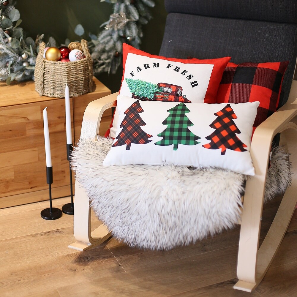 Christmas Tree Lumbar Printed Pillow Covers (Set of 2)