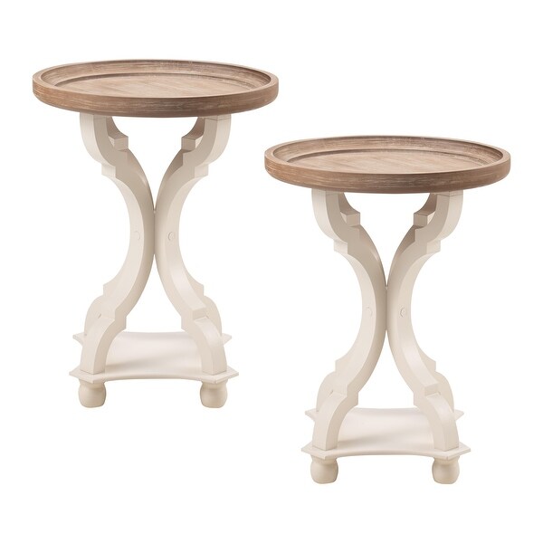 COZAYH 2-Pieces Rustic Farmhouse Tray Top End Table