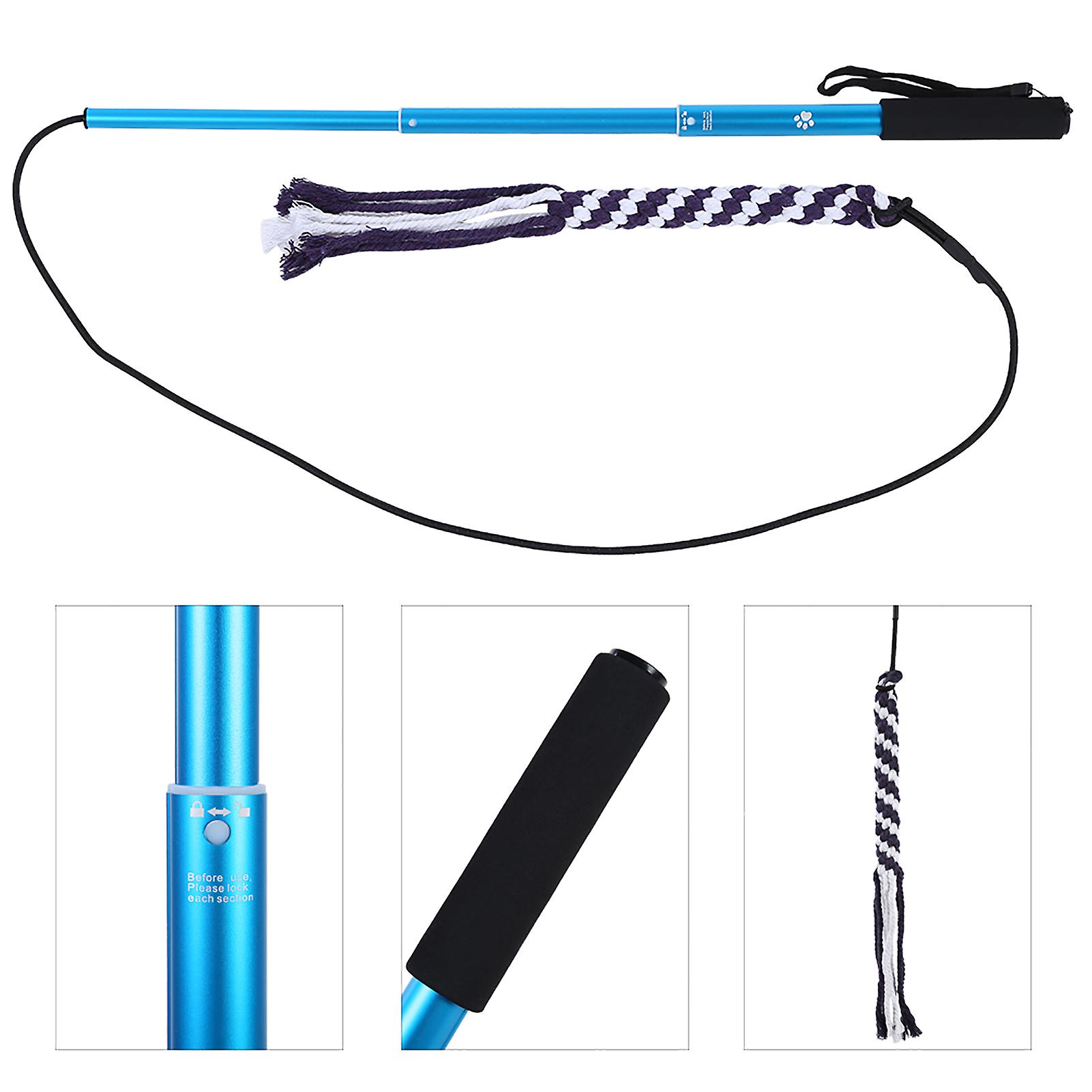 Dog Toys Retractable Stick Cat Teaser Training Play Wand Pet Get More Exercise(blue L)