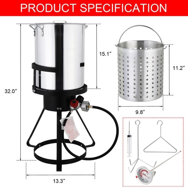 30 Qt. Aluminum Turkey Fryer and Single Burner Fryer Boiler Steamer Set