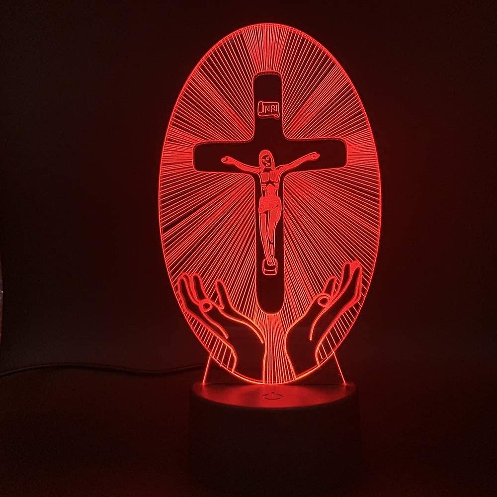 3d Jesus God Night Light Touch Table Desk Optical Illusion Lamps 7 Color Changing Lights Home Xmas Birthday Christmas Gift