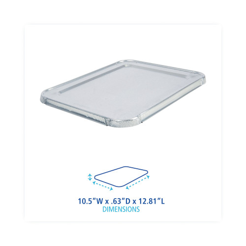 Boardwalk Aluminum Steam Table Pan Lids， Fits Half-Size Pan， Deep， 10.5 x 12.81 x 0.63， 100/Carton (LIDSTEAMHF)