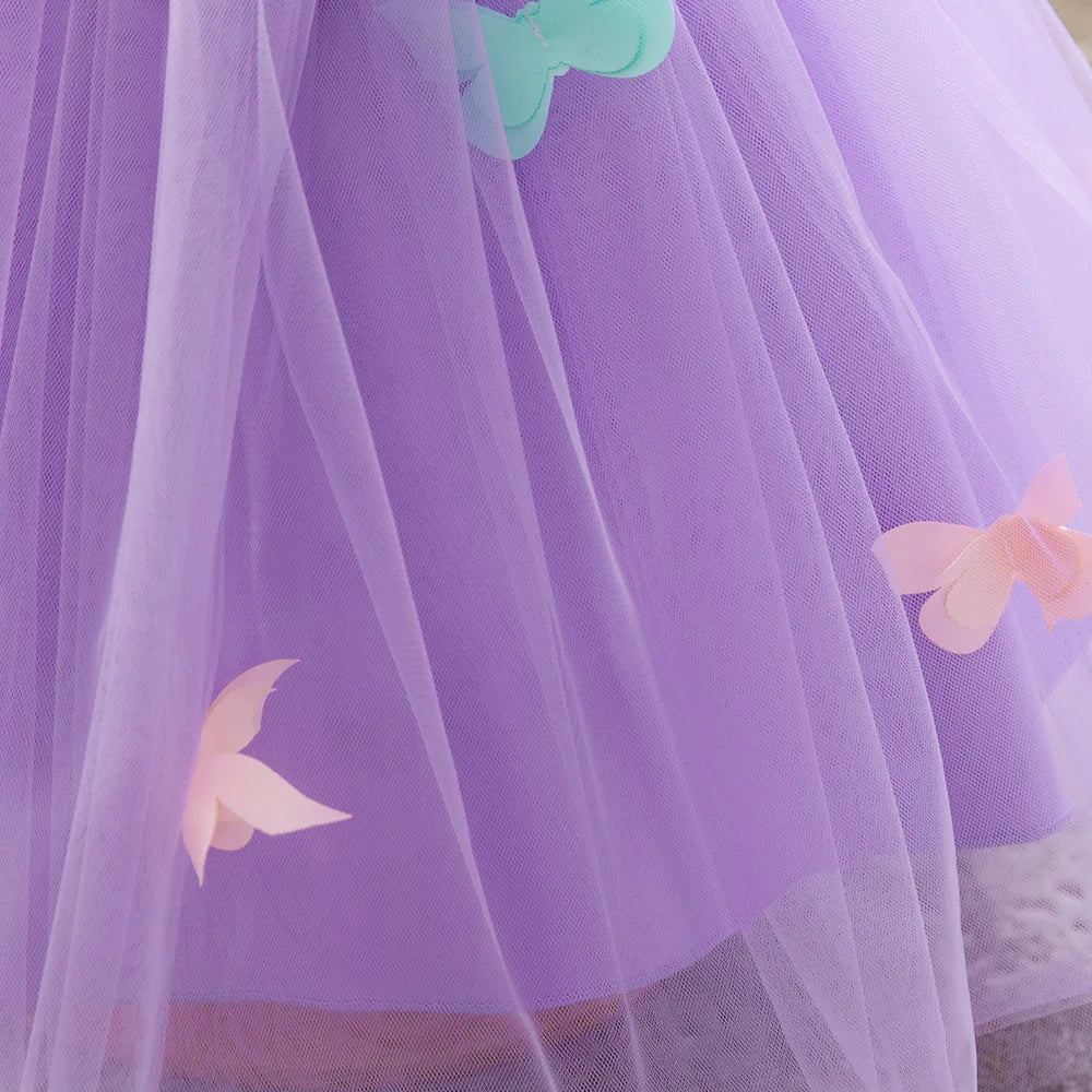 Newborn Purple First 1st Birthday Dress For Baby Girl Clothes Butterfly Princess Dress Elegant Girls Dresses Baptism Party Gown