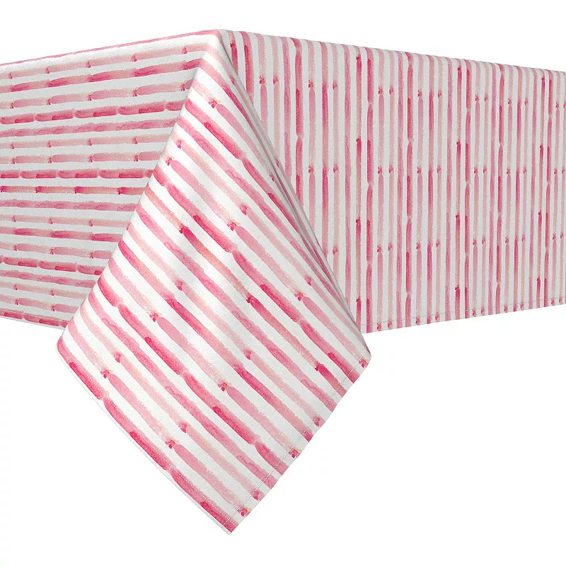 Square Tablecloth， 100% Polyester， 70x70， Pink Watercolor Stripes