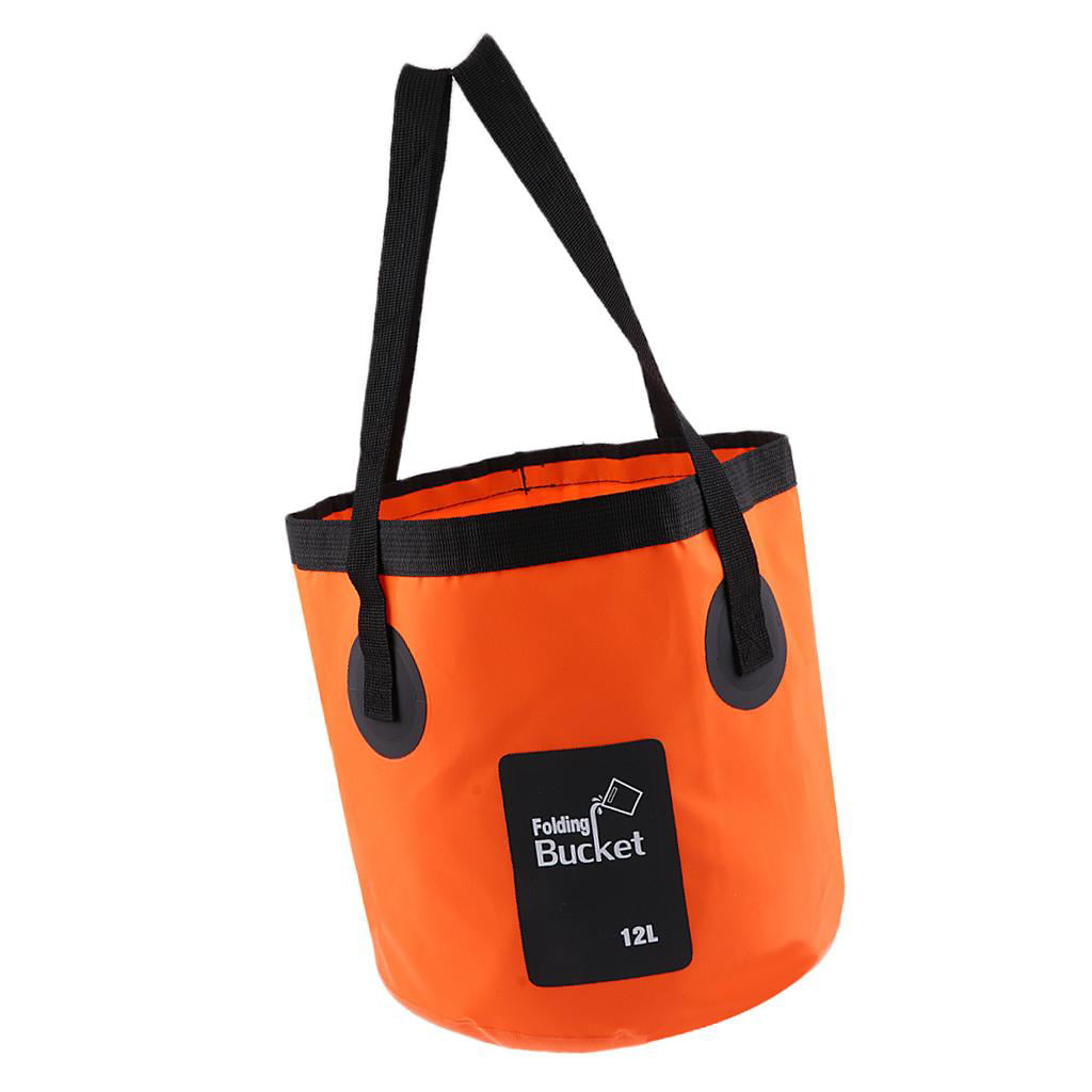 12L 20L Portable Collapsible Washbasin Bucket Camping Fishing Boat Water Fishing Pot - Orange, 12L