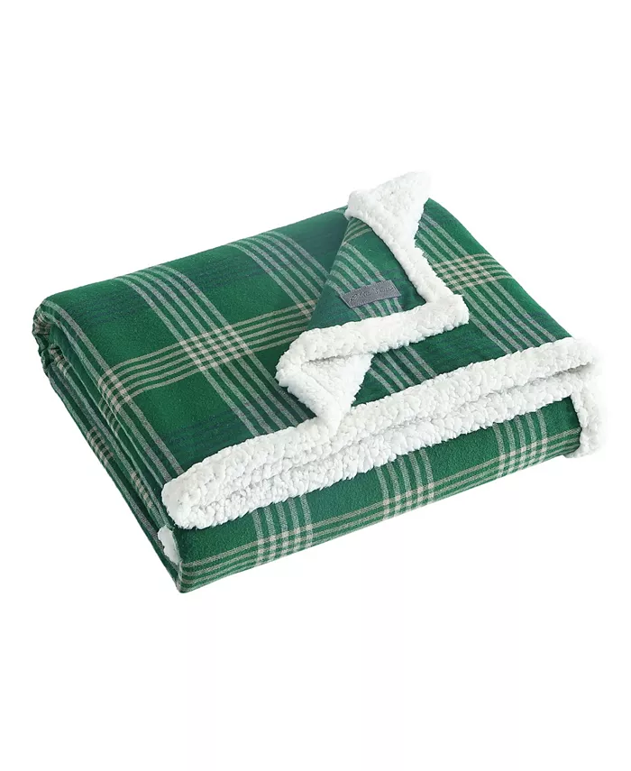 Eddie Bauer Union Bay Plaid Cotton Yarn Dye Flannel Reversible Throw Blanket， 60