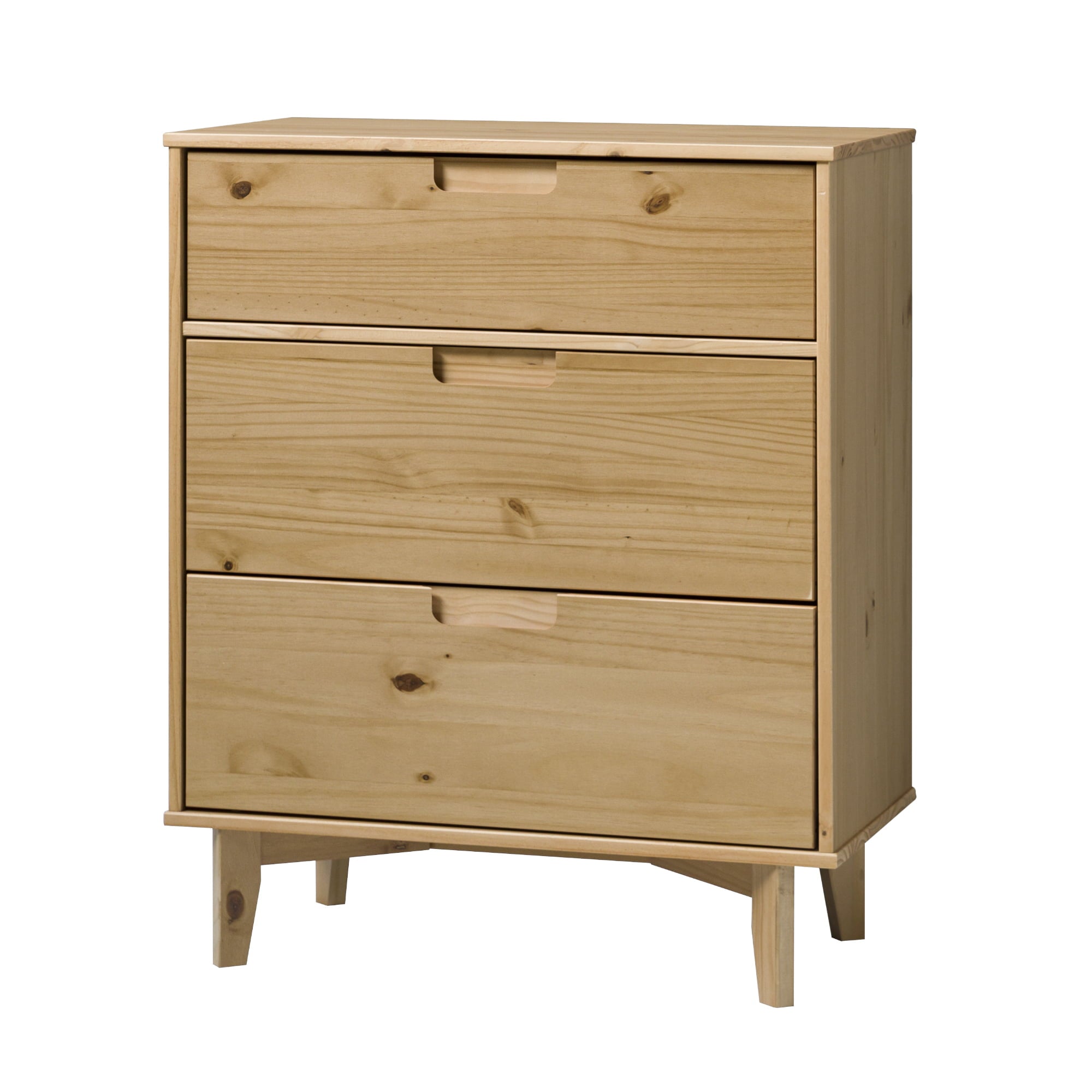 Manor Park 3-Drawer Groove Handle Solid Wood Dresser - Natural Pine