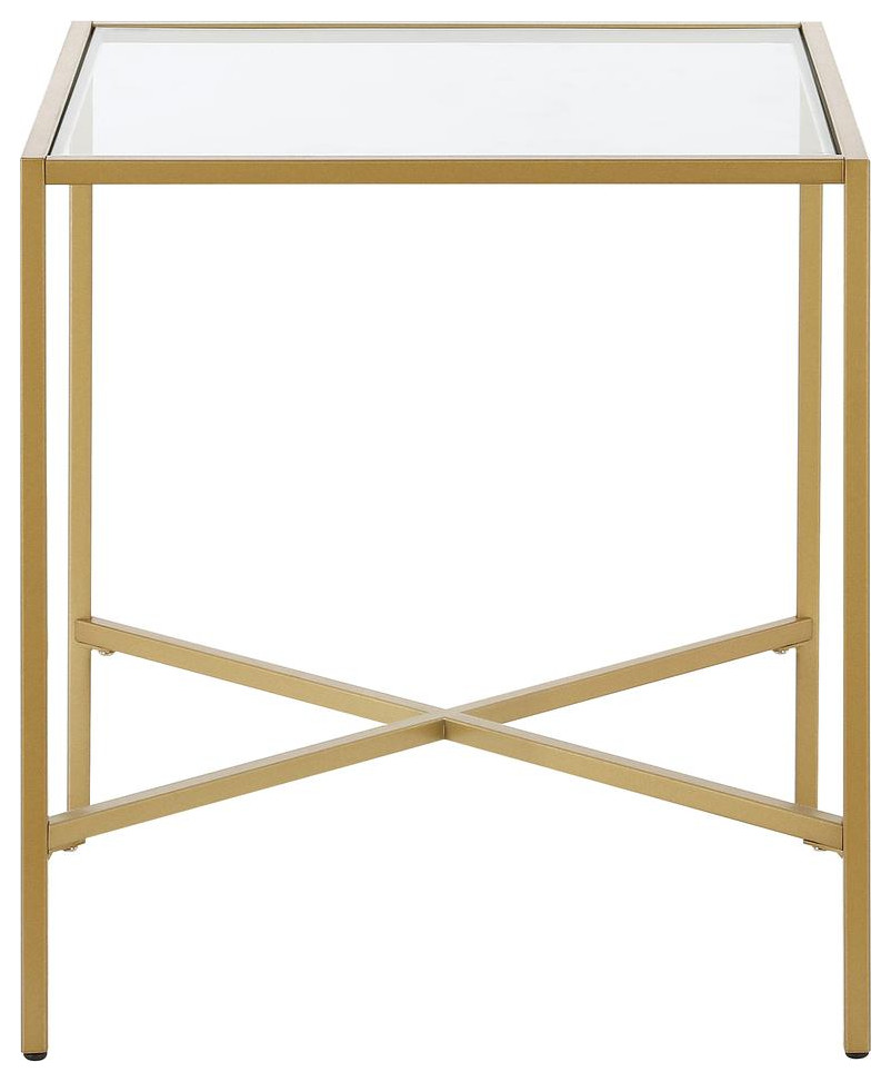 Henley 20  x27 x27Wide Square Side Table in Brass   Contemporary   Accent Chests And Cabinets   by BisonOffice  Houzz