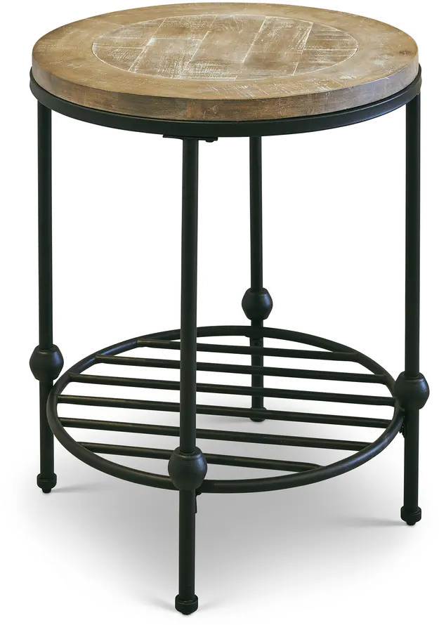 Emery II Round Antique Country End Table