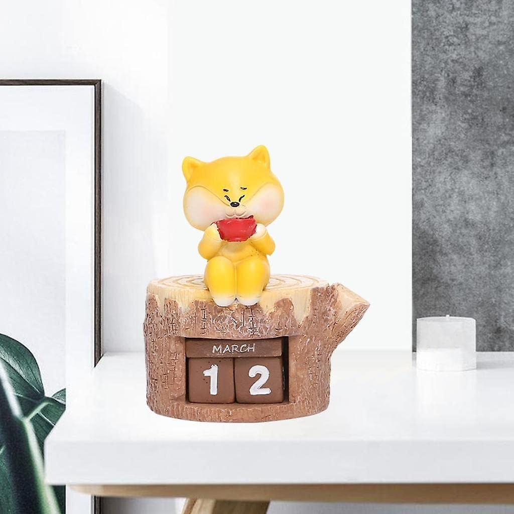 Desk Calendar Blocks Date Display Creative Table Calendar Resin Perpetual Calendar For Home， Dog