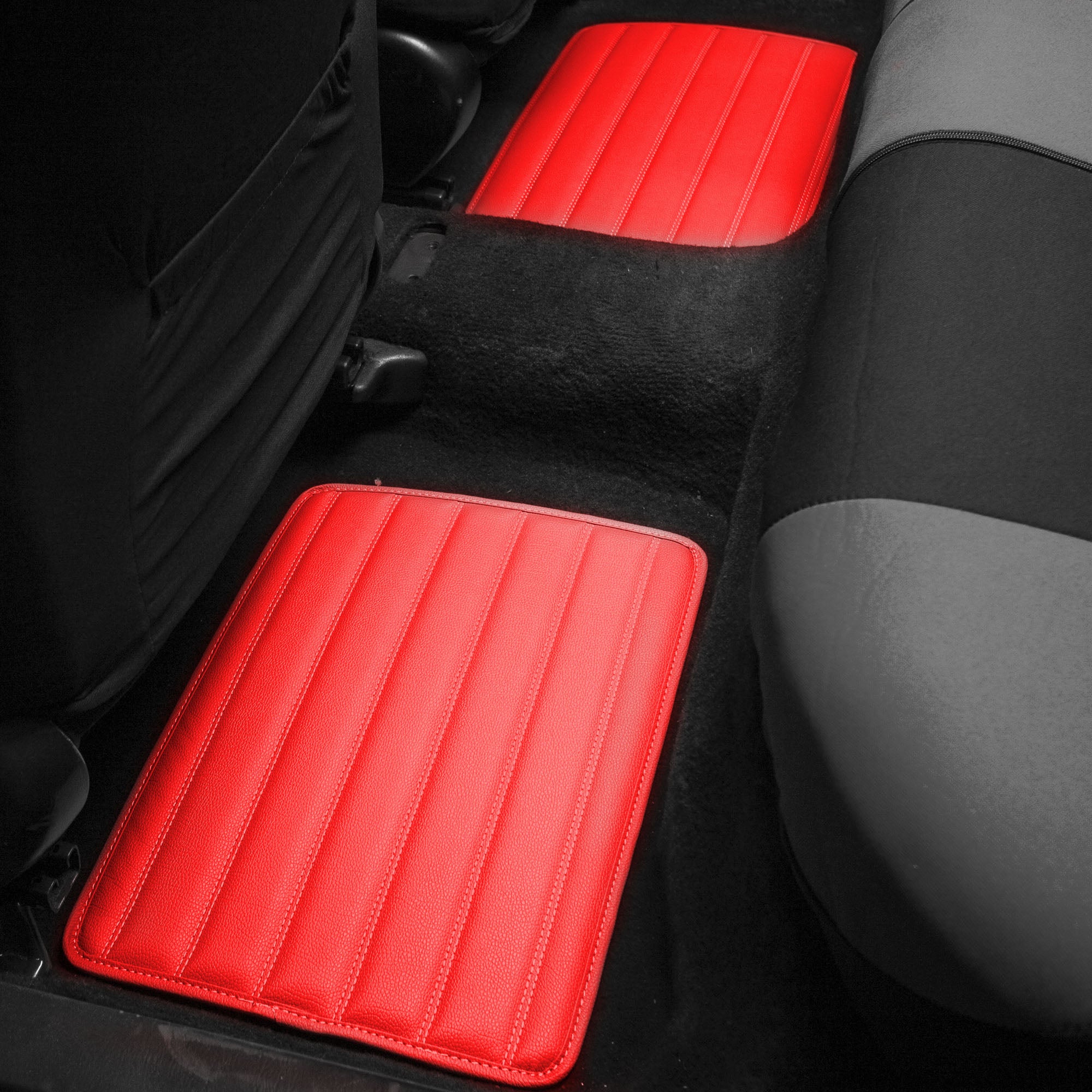 FH Group Auto Floor Mats Leather Universal Fitment For Car SUV Red w/ Beige Dash Pad