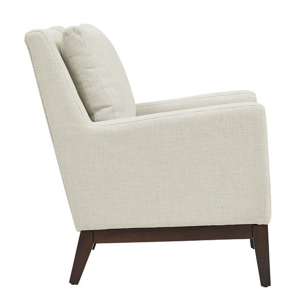 Accent Chair Track Arms Linen Thicken Padded Seat Lounge Chairs with Solid Wood Legs