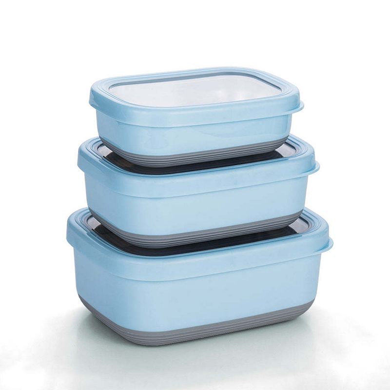 Lille Home Premium Leakproof Stainless Steel Food Containers/Bento Lunch Box With Anti-Slip Exterior， Set of 3， 470ML， 900ML， 1.4L