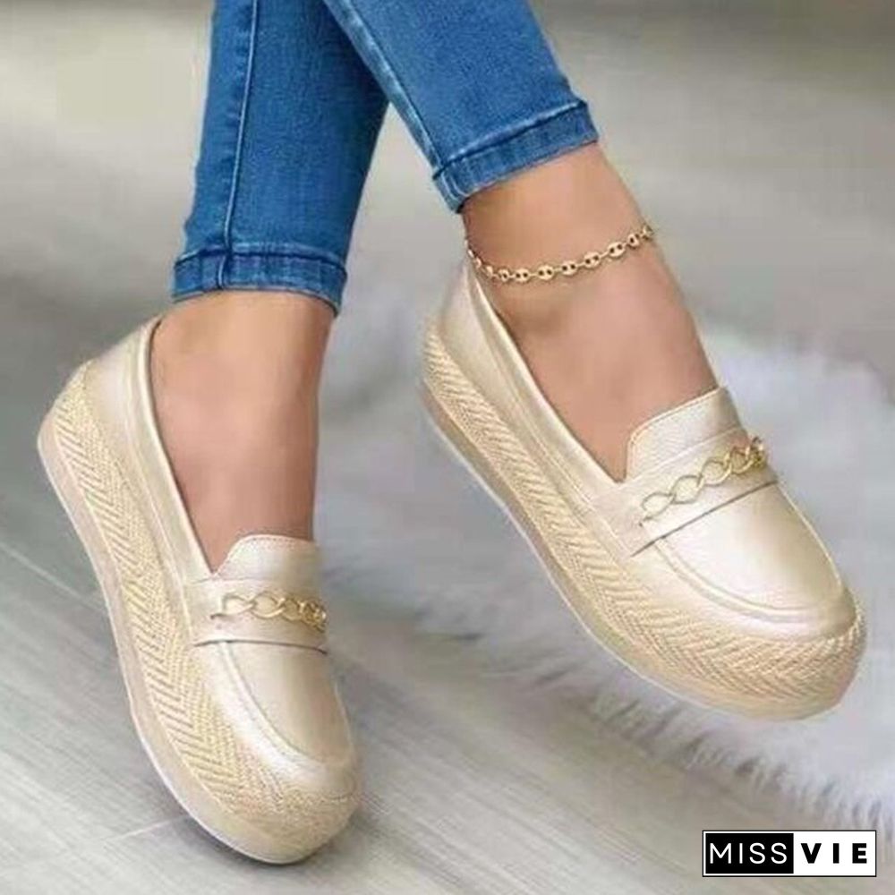 Back To School Outfit  Women'S Vulcanize Shoes Sneakers Solid Color Sneakers For Women Slip On Platform Sneakers Plus Size Casual Ladies Shoes