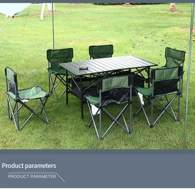 Outdoor Foldable Table and Chair Set 6Person BBQ Camping Hiking Equipment Outdoor Funiture