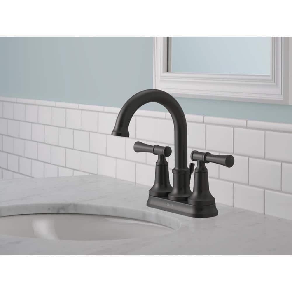 Delta Chamberlain 4 in Centerset 2Handle Bathroom Faucet in Matte Black