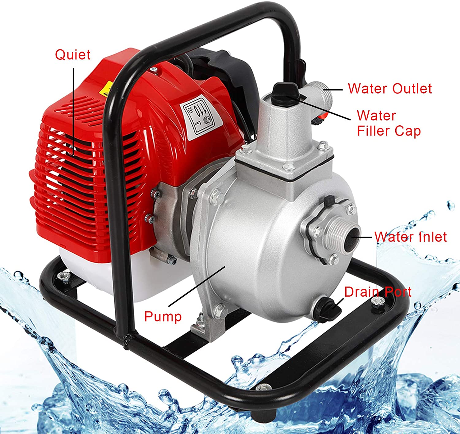 Anqidi 1.7HP 2 Stroke Gas Gasoline Water Pump 1