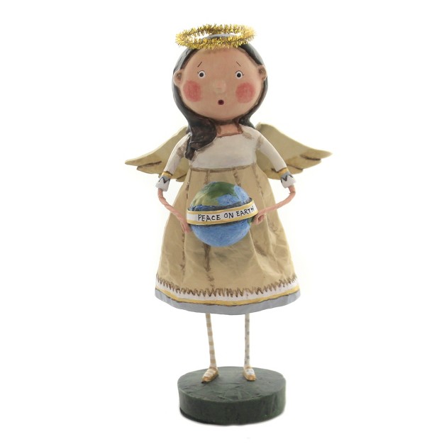 Lori Mitchell Angel Of Peace One Figurine 8 0 Inches World Globe Christmas 11170 Polyresin Beige