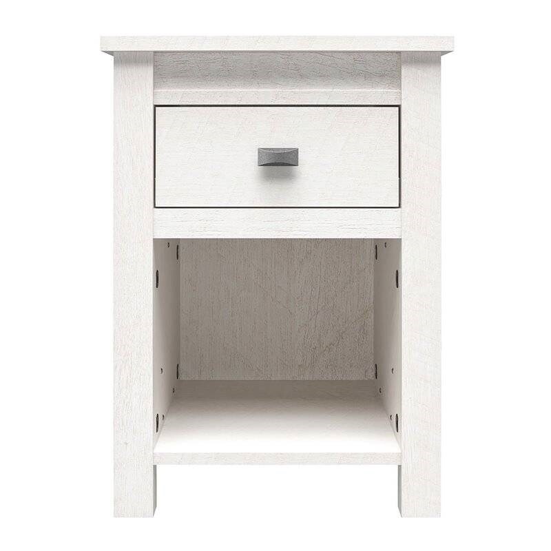 Farmhouse 1 Drawer Bedroom Nightstand with Open Shelf