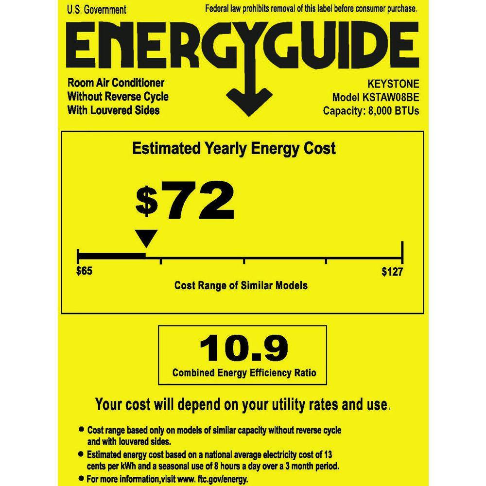 Keystone 8000 BTU Window-Mounted Air Conditioner with Follow Me LCD Remote Control in White KSTAW08BE KSTAW08BE