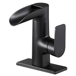 Zalerock Waterfall Single Handle Single Hole Bathroom Faucet in Matte Black WPMP003