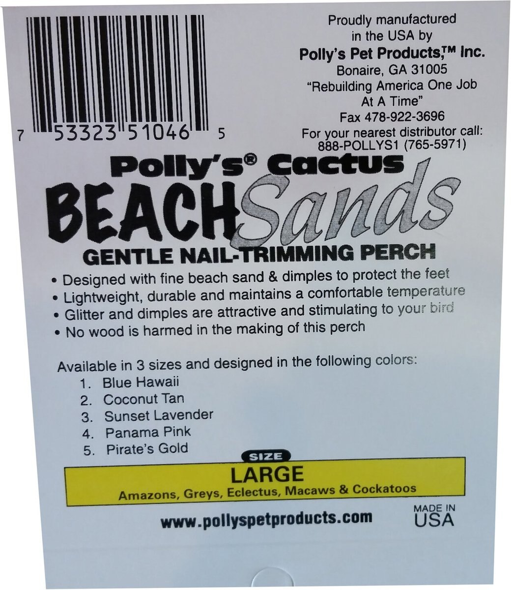 Polly's Pet Products Beach Sands Bird Perch， Color Varies