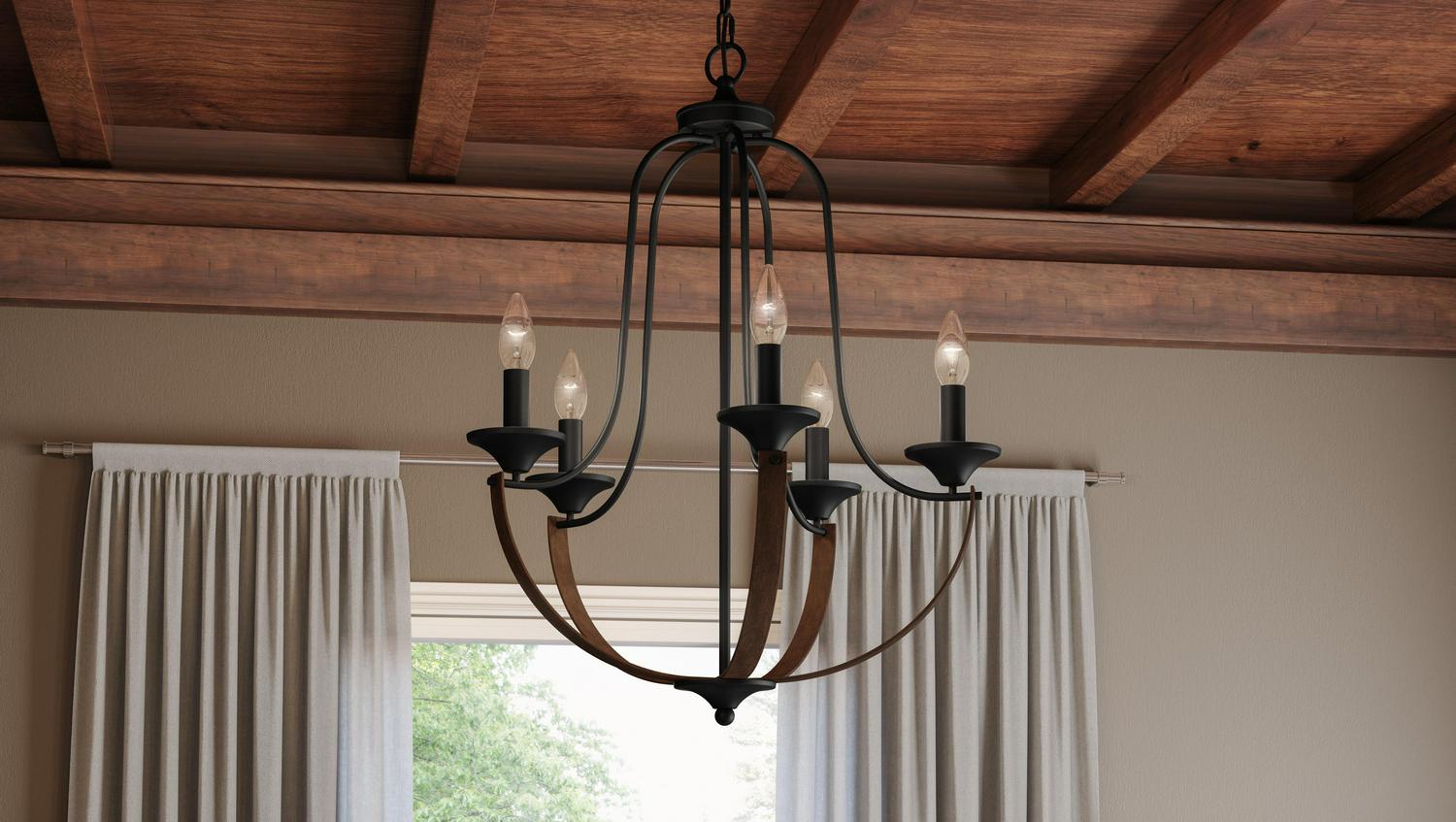 Ashley Harbour Jadewood 5-Light Matte Black Chandelier