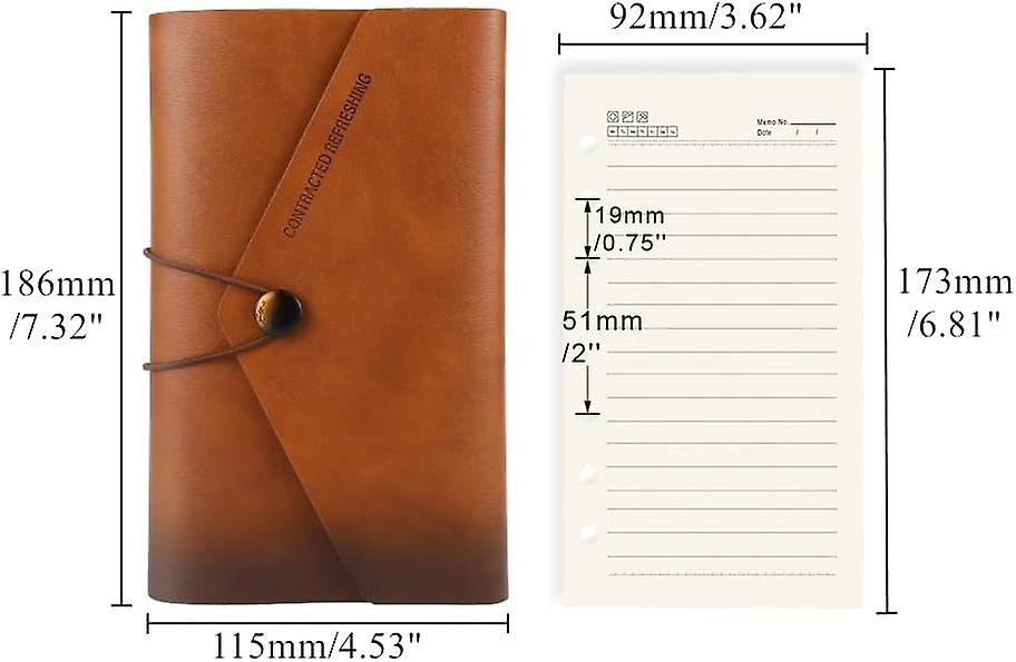 A6 Travel Journal Notebook Brown Refillable Lined Journals Pu Leather Personal Planner  Lined Inner Paper Vintage Loose Leaf