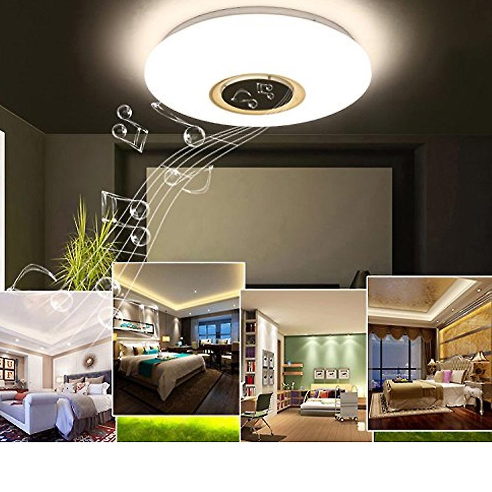 Led Rgb Ceiling Light With Bluetooth Speaker For Bedroom Living Rom Remote Dimming + Mobile Phone App Control 36w220v