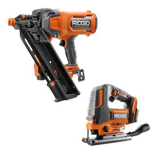 RIDGID 18V Brushless Cordless 30 3-12 in. Framing Nailer with Brushless Jig Saw (Tools Only) R09895B-R8832B