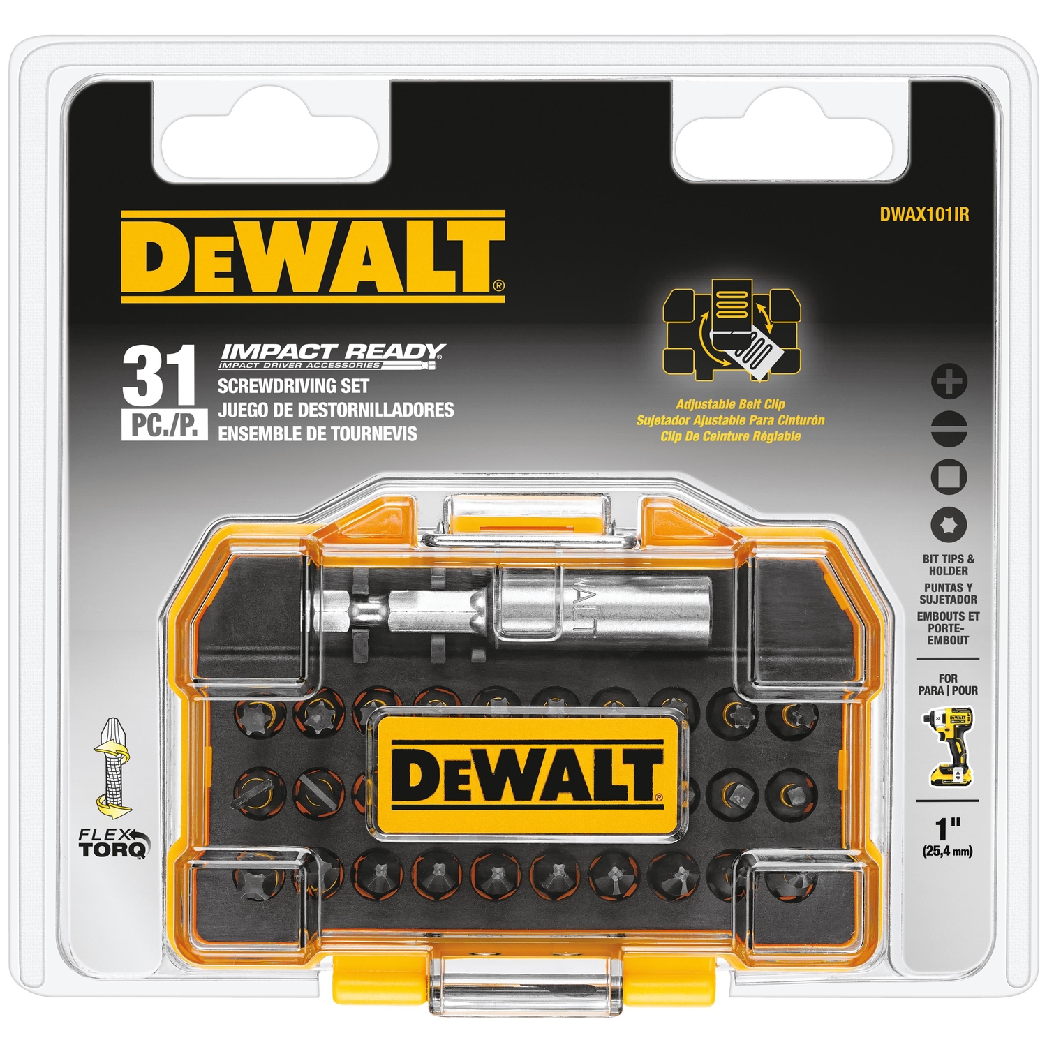 DW Impact Ready 1 in. L Screwdriver Bit Set 31 pc