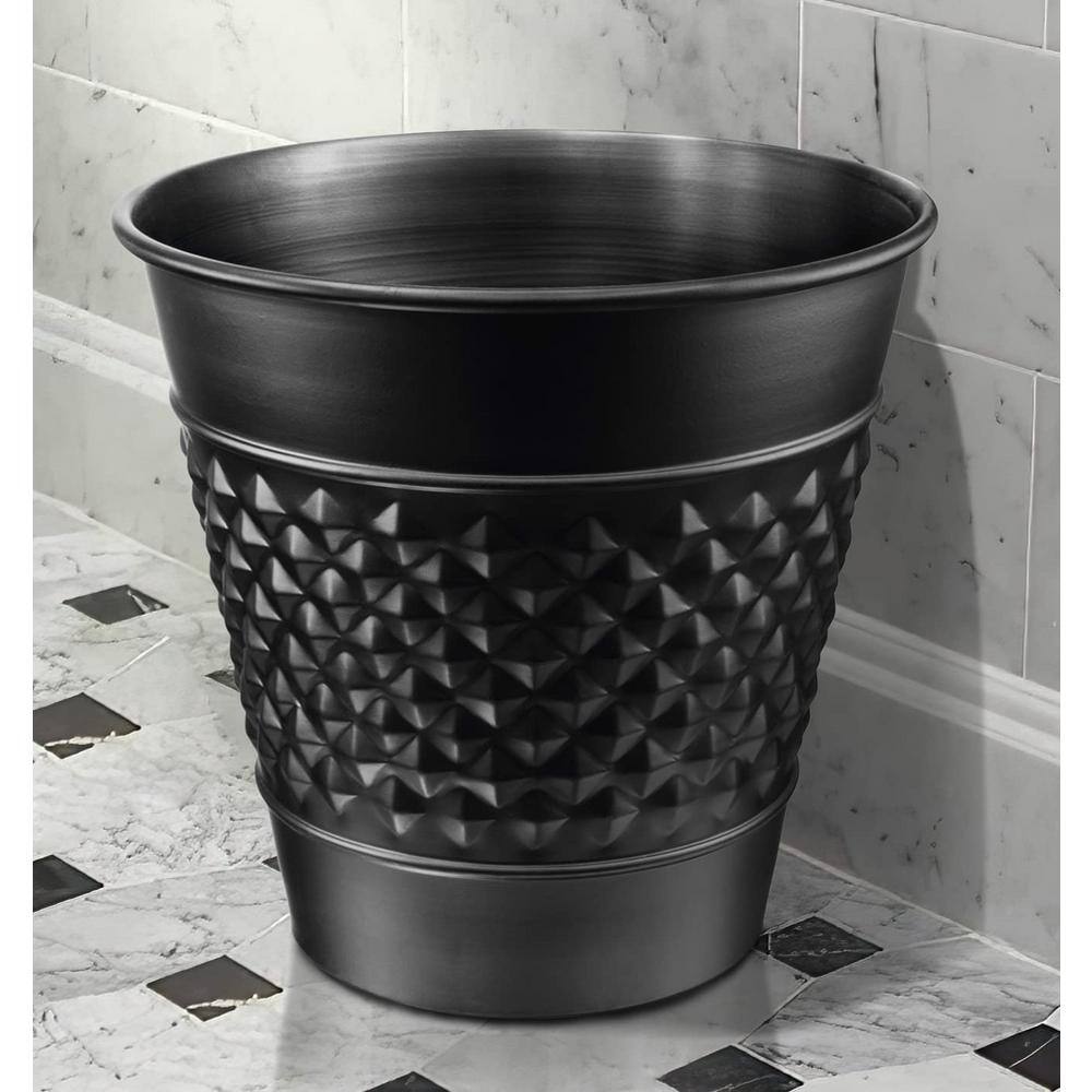 Monarch Abode Handcrafted Geometric Metal Wastebasket in Black 29128