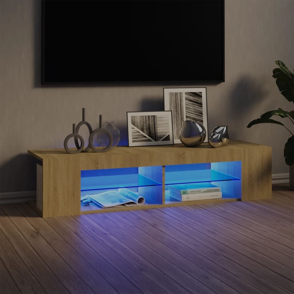 TV Cabinet with LED Lights Sonoma Oak 53.1