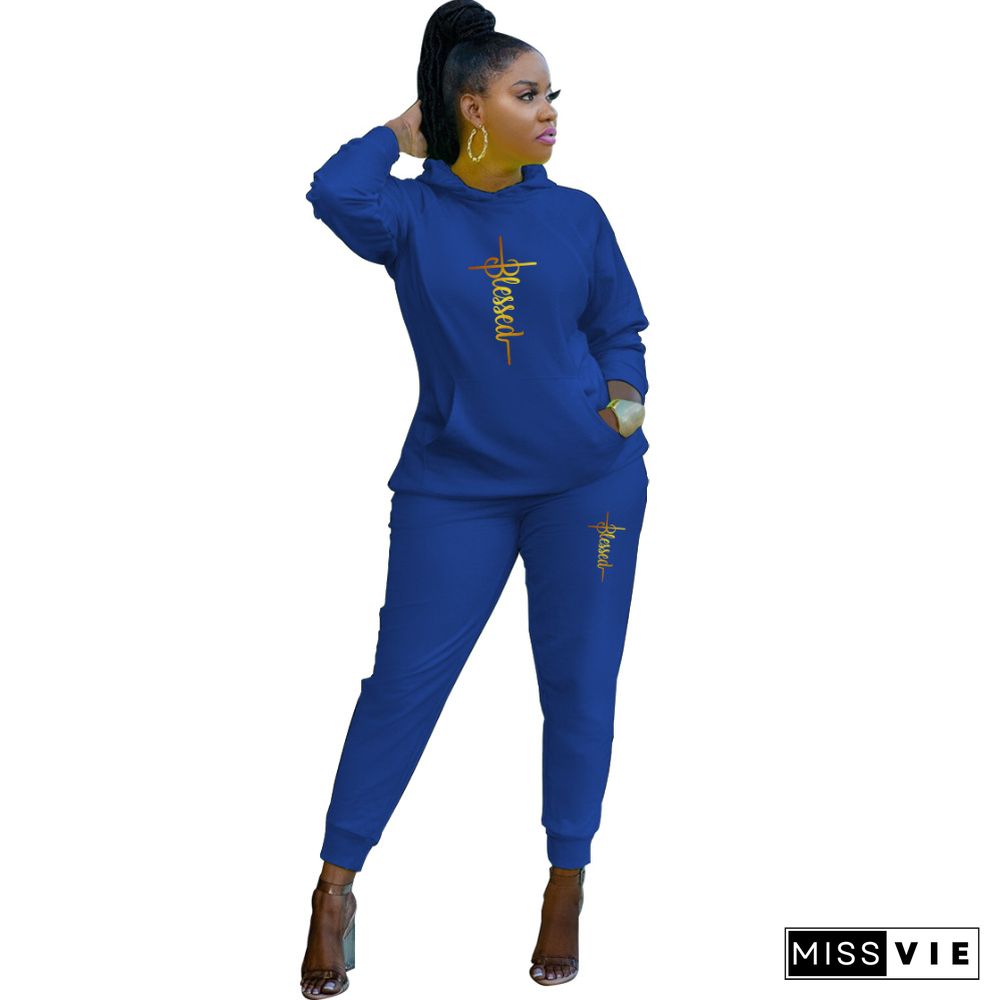 Full Sleeve Hooded Sweatshirts Long Pants Set