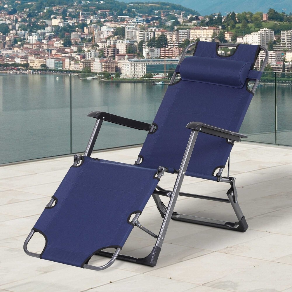 Adjustable Lounge Chair with Pillow and Pocket