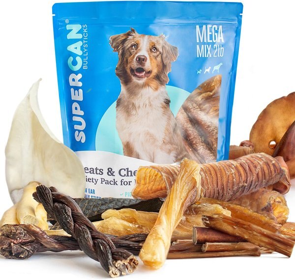 SuperCan Bully Sticks Mega Mix Dog Treats， 2-lb bag