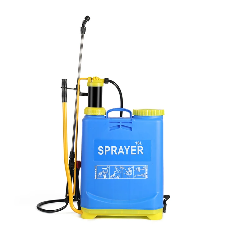 High Quality 16L Plastic Portable Manual Knapsack Sprayer Yellow Bule Knapsack Battery Sprayer