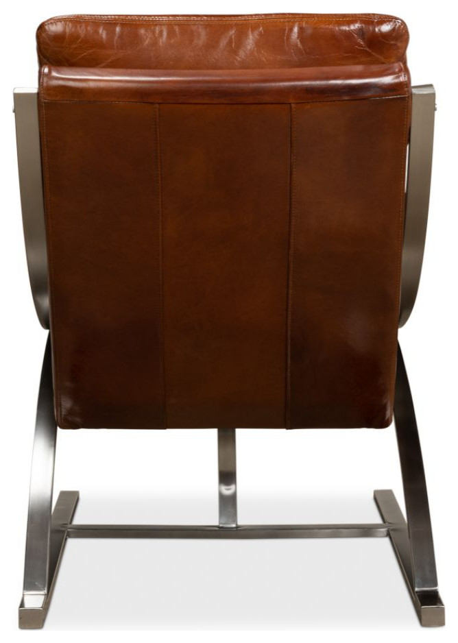 Mc Queen Slipper Chair Brown Leather Mid Century Modern   Contemporary   Armchairs And Accent Chairs   by Sideboards and Things  Houzz