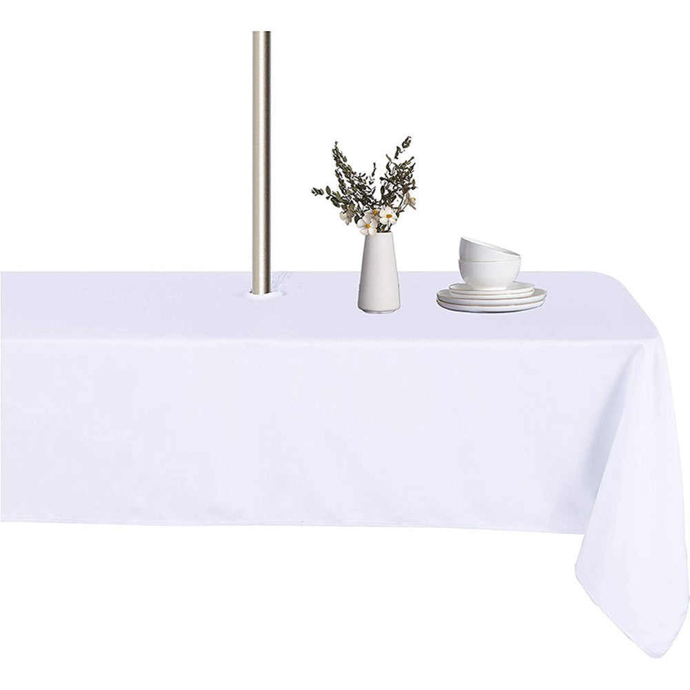 Outdoor And Indoor Tablecloth - Washable Waterproof Wrinkle Free Table Cloth With Zipper And Umbrella Hole For Spring/Summer/Party/Picnic/Bbqs/Patio (Square 60X60 Inch, White)