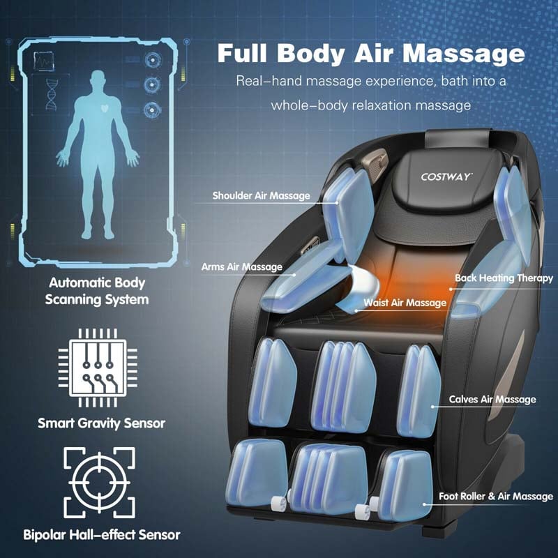 SL Track Shiatsu Full Body Zero Gravity Massage Chair Recliner with Auto Body Detector