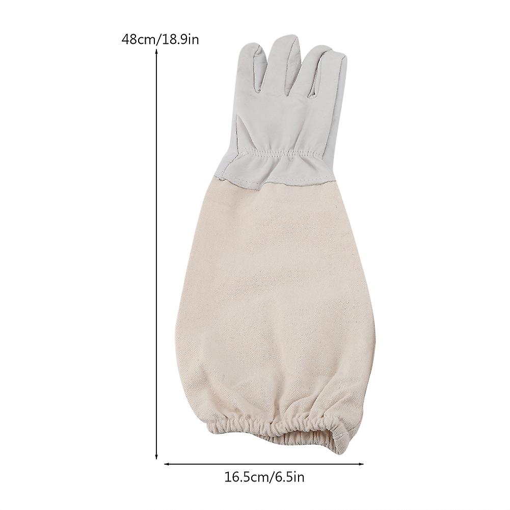 Beekeeping Protective Gloves With Long Canvas Sleeve Beginners Beekeepers Working Tool (xxl)