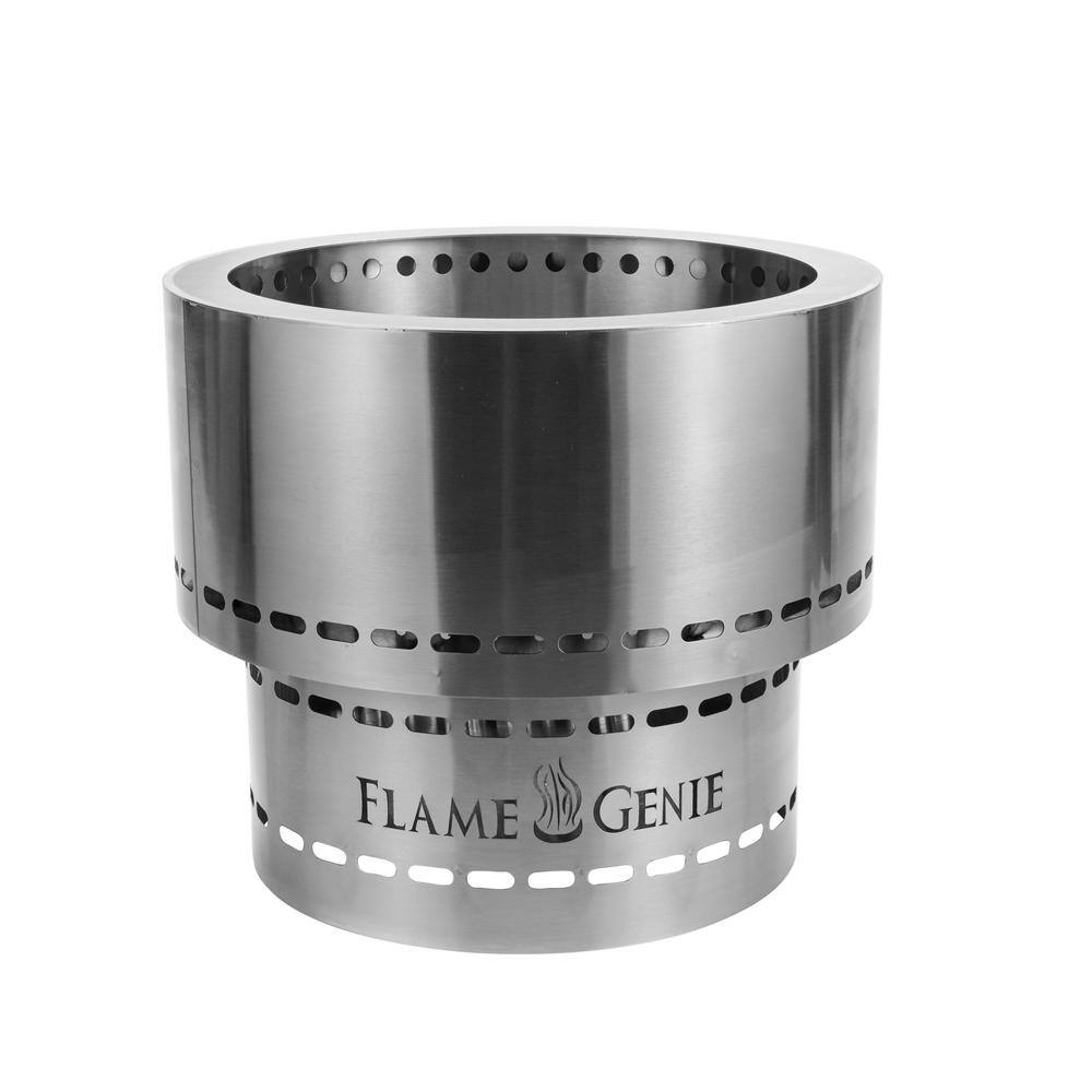 HY-C Flame Genie Inferno Pellet 19 in. x 16.5 in. Stainless Steel Wood Burning Fire Pit FG-19-SS