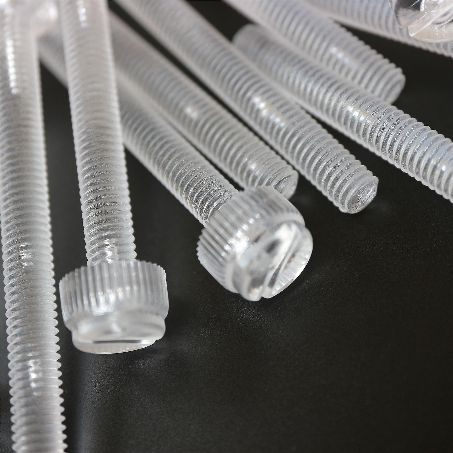 60x Clear Plastic Acrylic Thumbscrews， M6 x 60mm， slotted + knurled