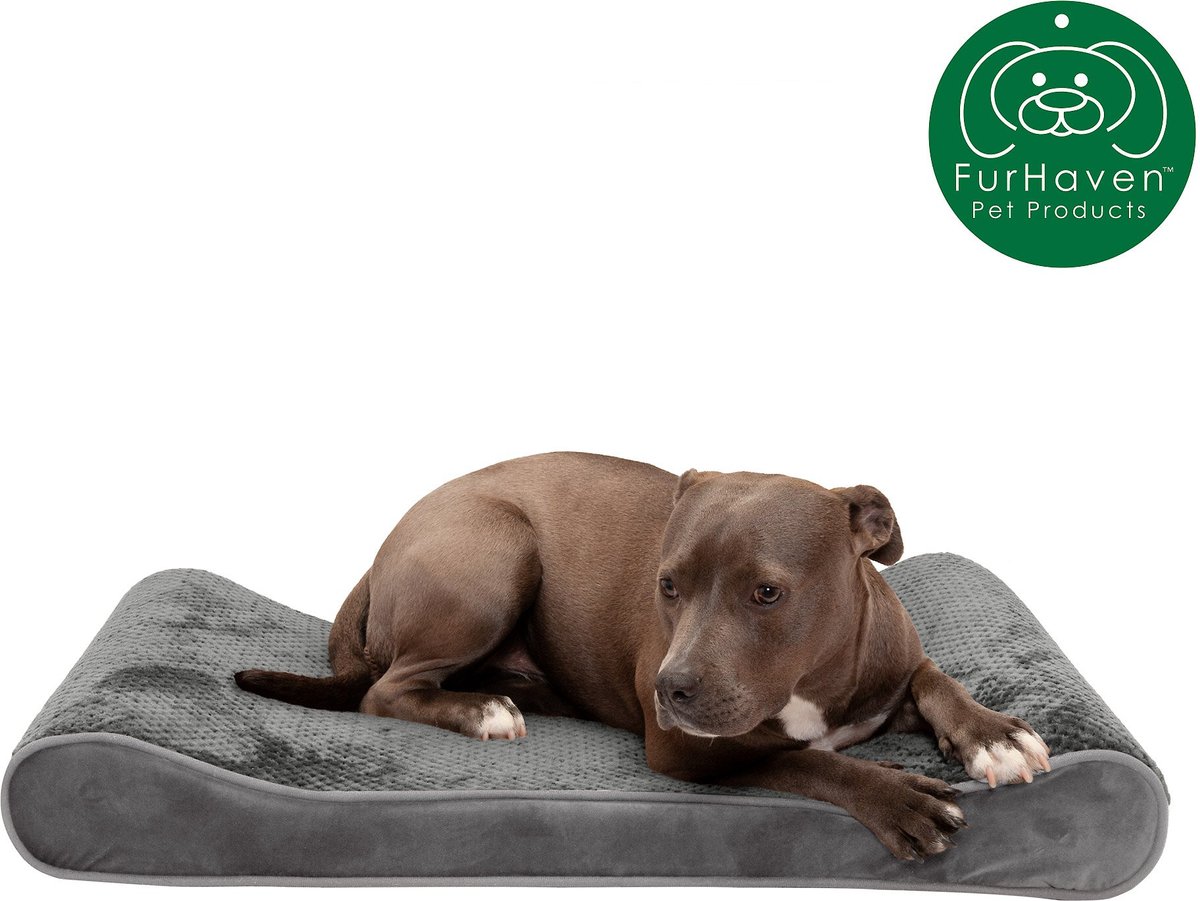 FurHaven Minky Plush Luxe Lounger Cooling Gel Dog Bed w/Removable Cover