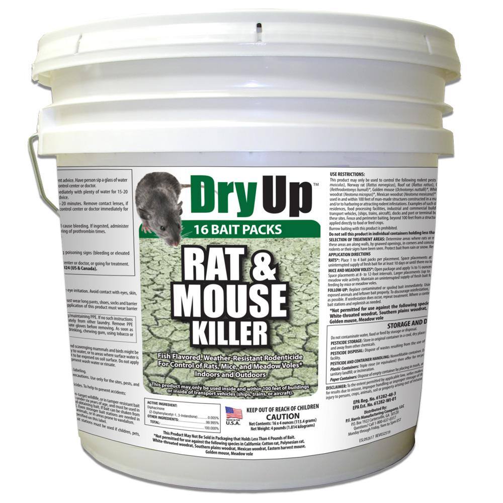 Harris 4 lbs. Dry Up Rat and Mouse Killer Pellets (4 oz. 16-Pack) DRY-BUCK16