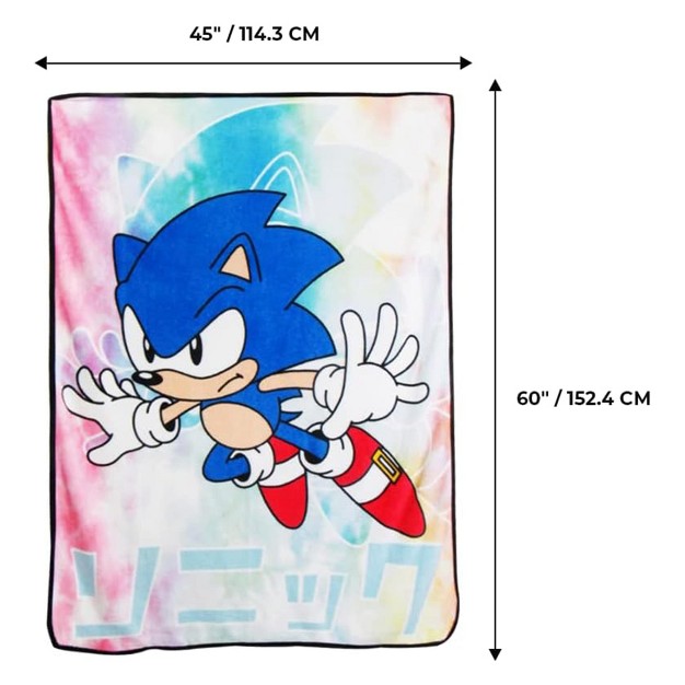 Just Funky Sonic The Hedgehog Tie dye 45 X 60 Inch Fleece Throw Blanket amp Pillow