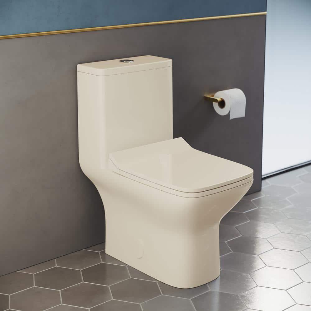 Swiss Madison Carre 1piece 1116 GPF Dual Flush Square Toilet in Bisque Seat Included