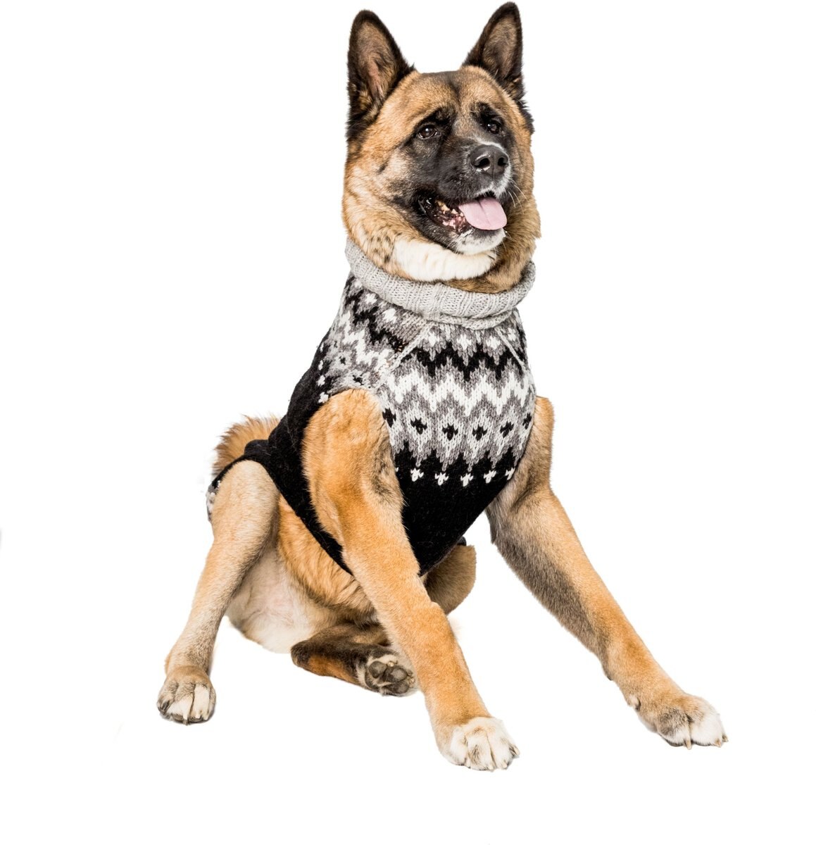 Chilly Dog Ski Wool Dog Sweater， Black