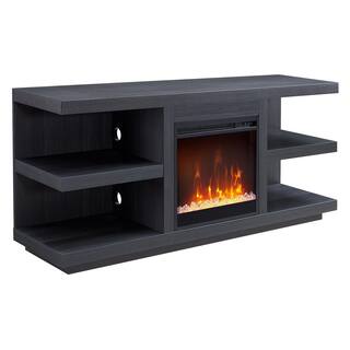 MeyerCross Maya Rectangular Charcoal Gray TV Stand with Crystal Fireplace For TV's up to 65 in. TV1725